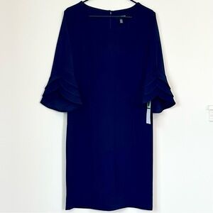 NWT Nina Leonard Navy Tiered Sleeve Dress - Size: Large